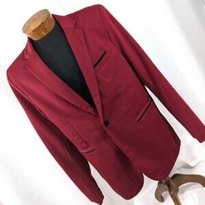 COOFANDY! IMPECCABLY COOL RED KNIT DRESS JACKET, BLAZER, VELVET TRIM! SZ S